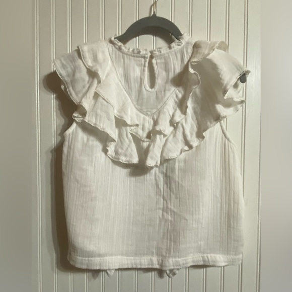 dRA Flutter Sleeve Eyelet Detail Blouse Size Small in White - Picture 2 of 5